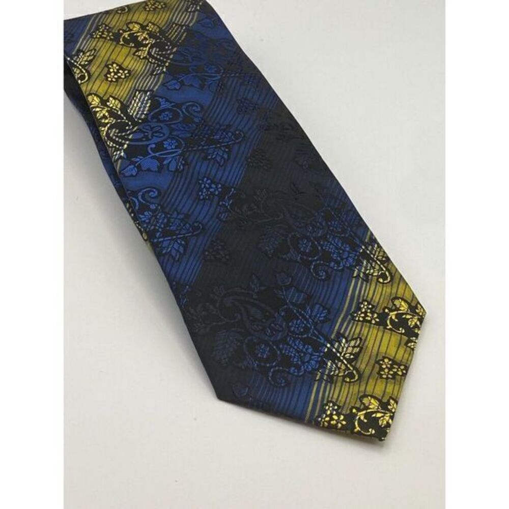 Imani Uomo Royal Blue Black Gold Paisley Jacquard Tie‎